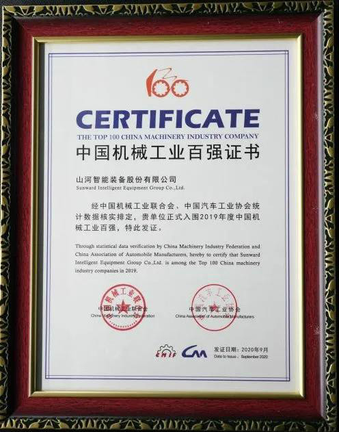 2019年中國(guó)機(jī)械工業(yè)百?gòu)?qiáng)發(fā)布，山河智能排名52位